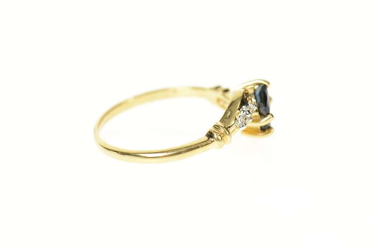 14K Yellow Gold Marquise Natural Sapphire Diamond Bypass Ring