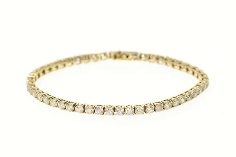 14K Yellow Gold Classic Cubic Zirconia Encrusted Tennis Bracelet