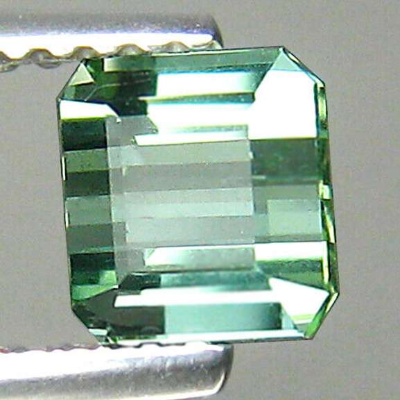 Vibrant! 1.03ct mint green Tourmaline emerald cut solitaire