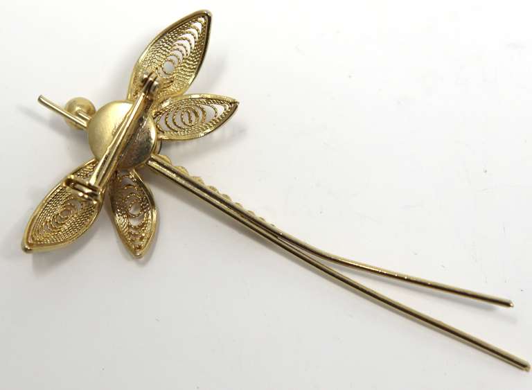 Gold Plated Jade Dragon Fly