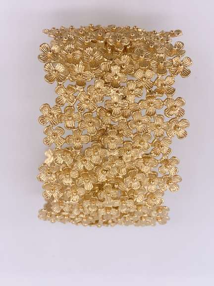 Gorgeous Sterling Silver & 22kt Gold Plated Bangle Cuff Designer Bracelet