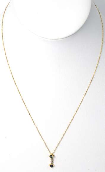 Dainty Sapphire & Diamond Chip Necklace in Yellow Gold