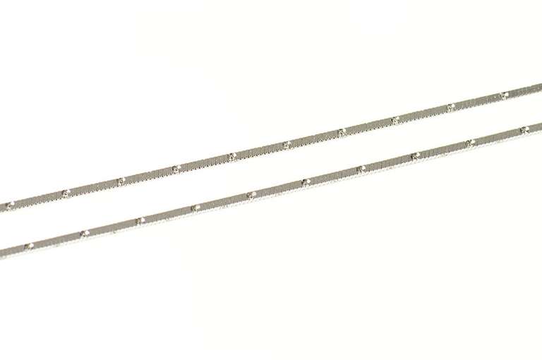14K White Gold 0.9mm Grooved Box Square Snake Chain Necklace