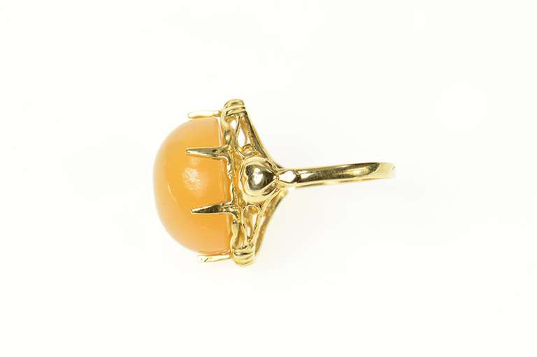 14K Yellow Gold Moonstone Cabochon Statement Cocktail Ring