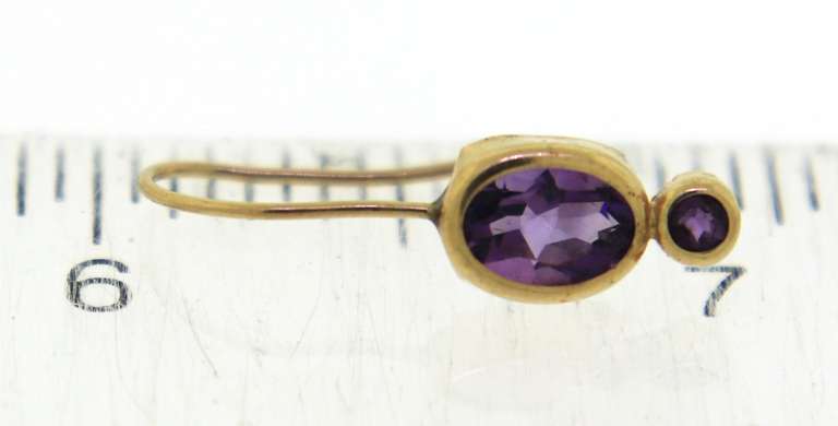 Nice Bezel Set Oval Amethyst Dangle Earrings