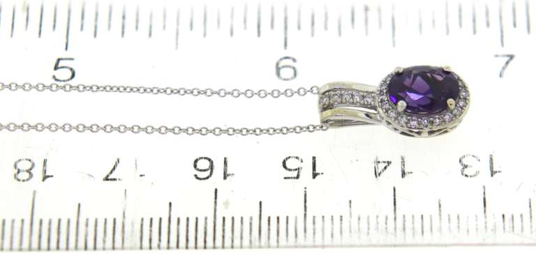 Powerful White Gold Amethyst & Diamond Necklace