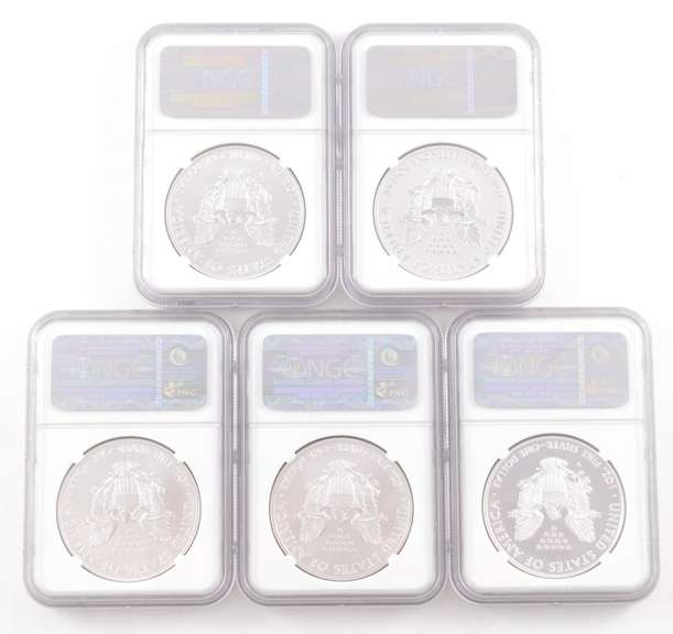 (5) MS69 & PF69 2011 American Silver Eagle 25th Anniversary Set - NGC