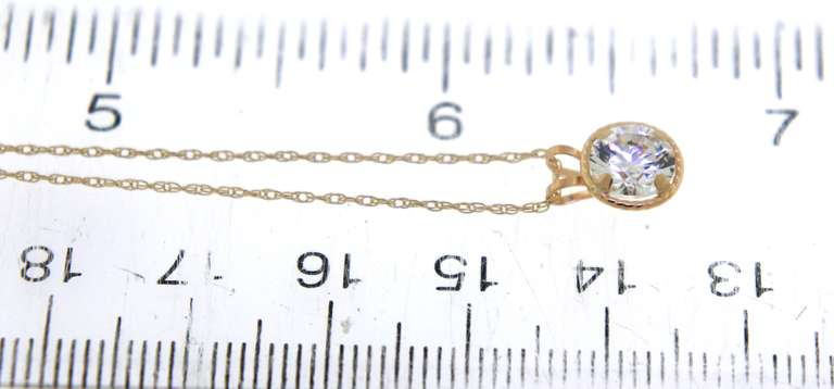 Fancy 14kt YG Round Brilliant Cut Bezel Set CZ Necklace