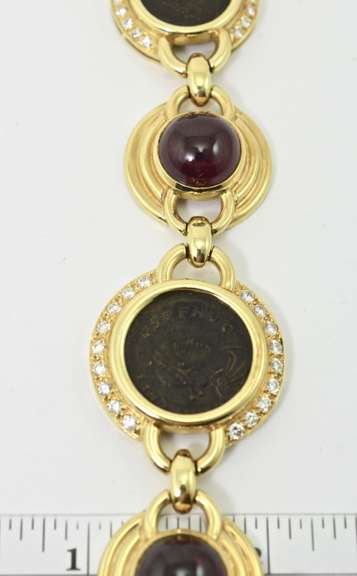 Incredible Ancient Coin and Amethyst 18K Bracelet