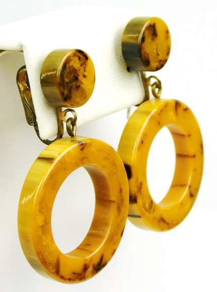 Vintage Bakelite Hoop Earrings