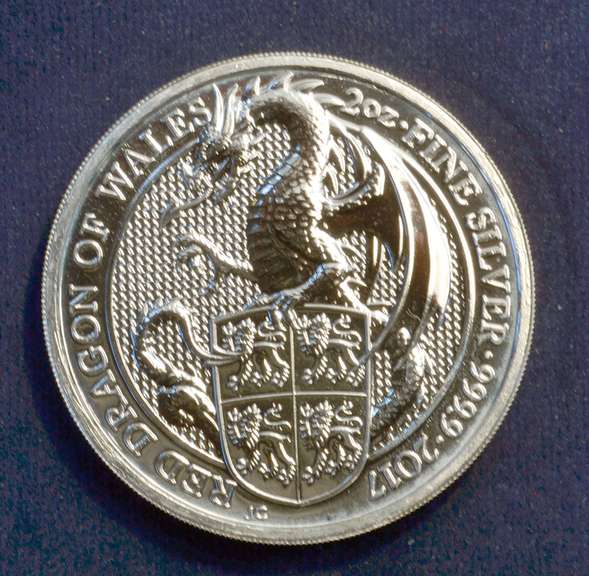 2017 Queen's Beast Red Dragon of Wales 2 oz .999 Silver Coin