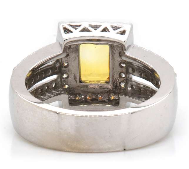 Stunning 14kt WG Yellow Topaz with Diamond Halo Ring