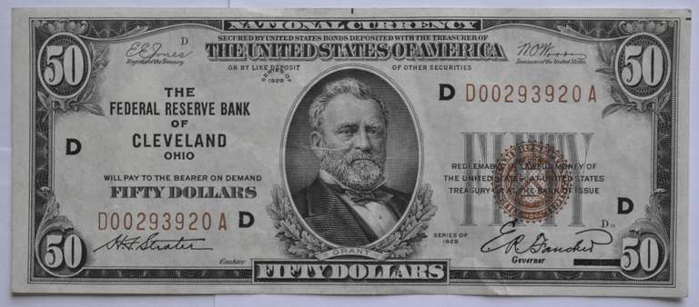 $ 50 1929 Series Cleveland National Note