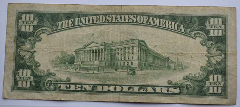 1934 A North  Africa $ 10 Silver Cert Emergency  Issue