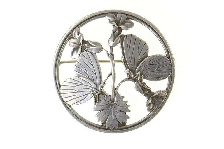 Sterling Silver Georg Jensen Butterfly Flower Round 783 Pin/Brooch