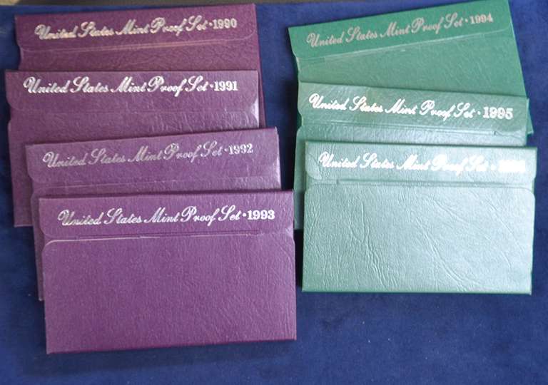 Lot Run Of Proof Sets 1990- 1996