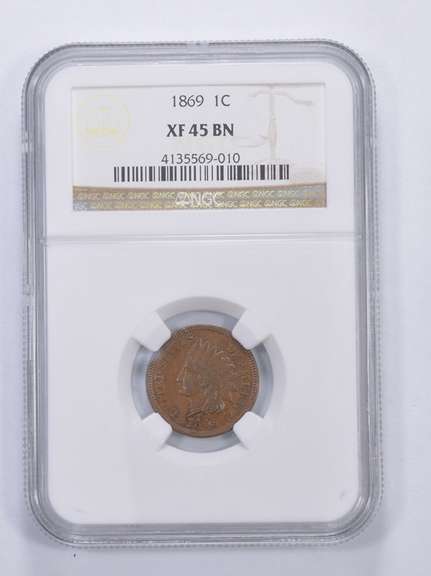 XF45 BN 1869 Indian Head Cent - Graded NGC