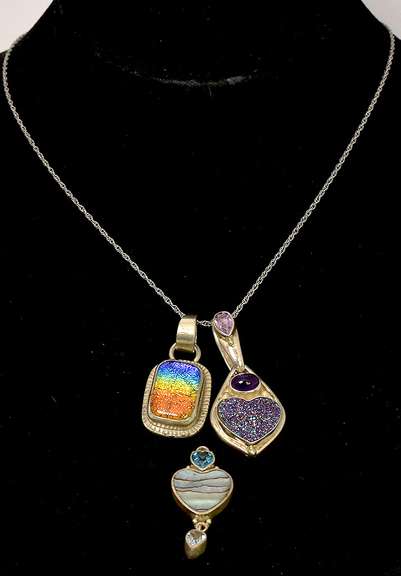 Sterling Silver Chain with Three Pendants