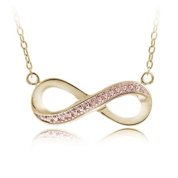 18K Gold over Silver Champagne Diamond Accent Two-Tone Infinity Necklace