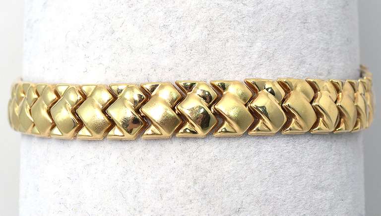 Slick Two-Textured Bracelet in Yellow Gold