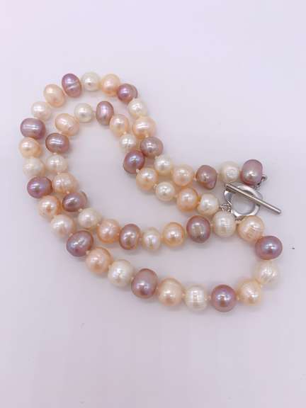 Rare Multi Color Pink, Purple, & White Luster Pearl Necklace-18 inches