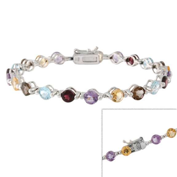 Sterling Silver Multi Gemstone Tennis Bracelet