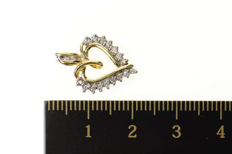 10K Yellow Gold Heart Diamond Classic Simple Heart Pendant