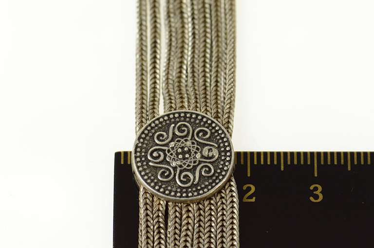 Sterling Silver Ornate Etruscan Layered Foxtail Statement Necklace