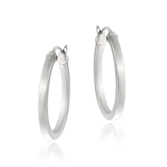 Sterling Silver 25mm Round Hoop Earrings