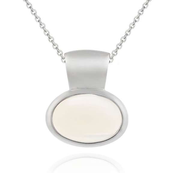Sterling Silver Bezel set Genuine Mother of Pearl Slide/Pendant
