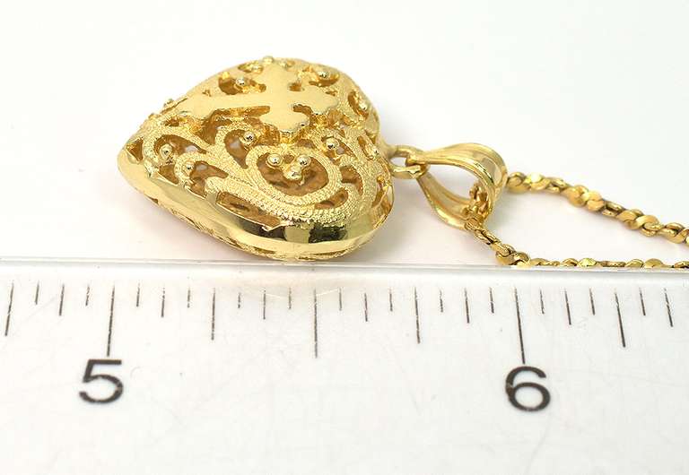 Beautiful Heart Pendant & Chain, 14KT