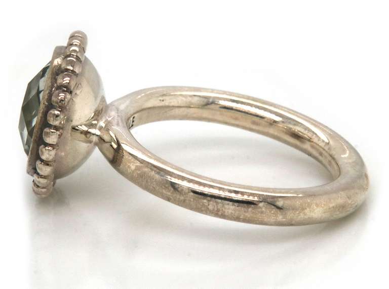 Trendy Silver Pandora Green Quartz Bloom Ring