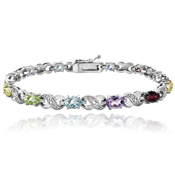 5.5ct Silver Tone Multi Colored and Diamond Accent Infinity Bracelet