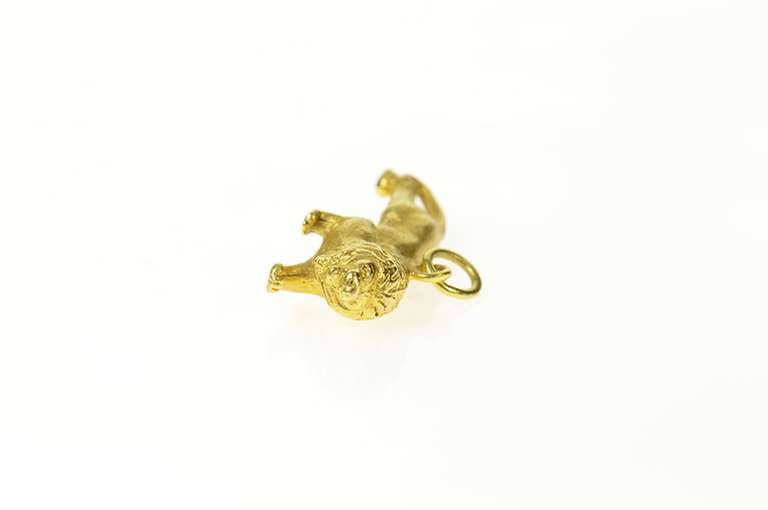 14K Yellow Gold 3D Crouched Lion Power Strength Symbol Charm/Pendant