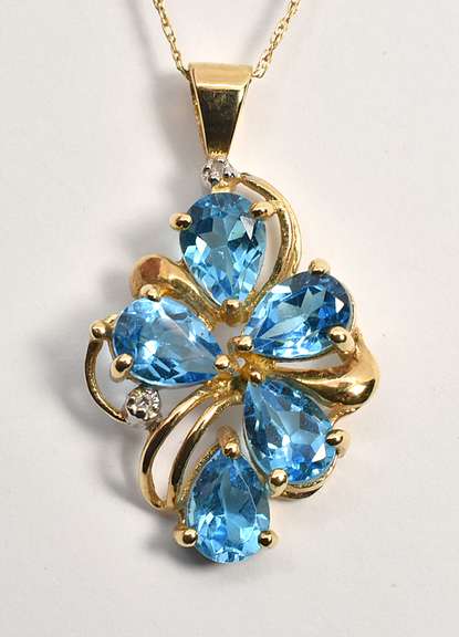 Bright Blue Topaz Cluster Pendant