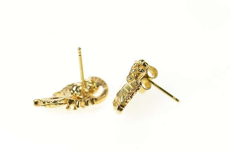 14K Yellow Gold Two Tone Black Hills Leaf Cluster Curved Earrings