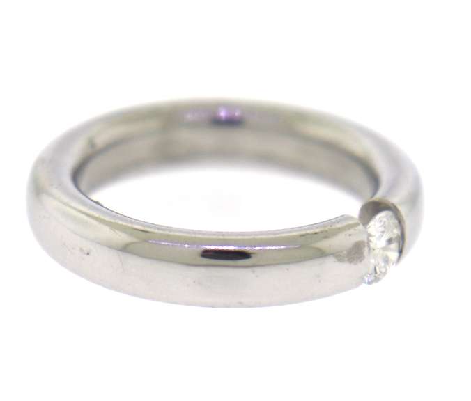 Dazzling 18kt White Gold Tension Set Round Diamond Ring