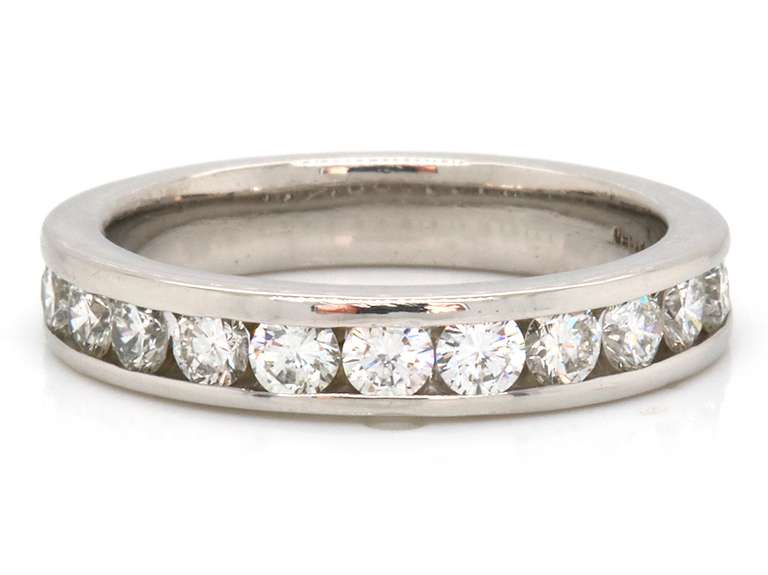 Contemporary Platinum Channel Set Diamond Band