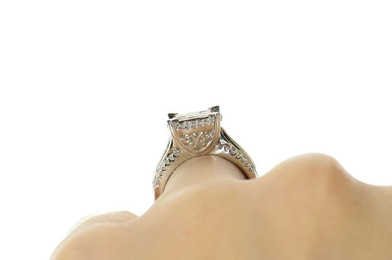 10K White Gold 1.00 Ctw Princess Halo Diamond Engagement Ring