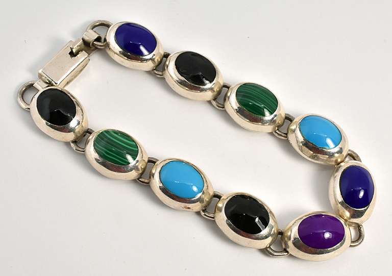 Bright Mexican Sterling Stone Bracelet