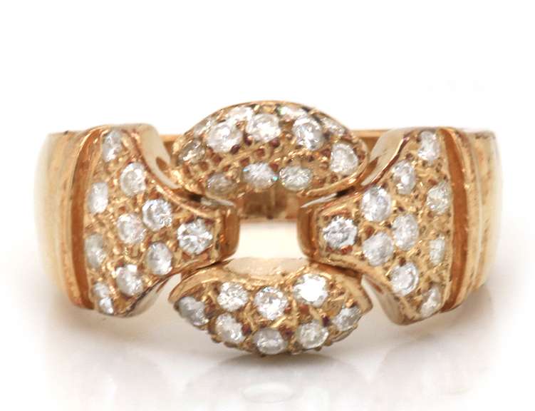 Gorgeous 14kt YG Pave Diamond Link Top Ring