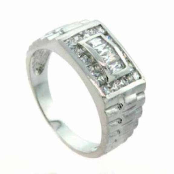 Sterling Silver CZ Men's Chunky Designer Inspired Ring
