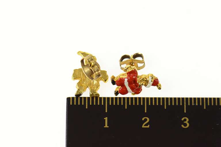 Base Metal Enamel Retro Santa Claus Christmas Stud Earrings