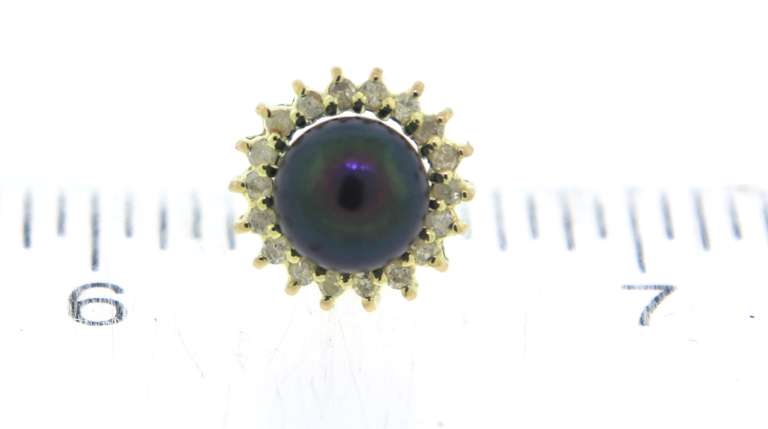 Stunning Black Pearl and Diamond Halo Earrings