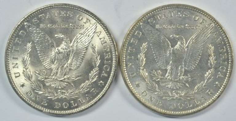 Creamy-white CH BU 1896 & 1897 Morgan Silver Dollars
