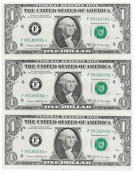 (3) Crisp Exceptional 1969-C $1 Star Replacement Notes FRB Of Atlanta-Consecutive Very Tough Series!
