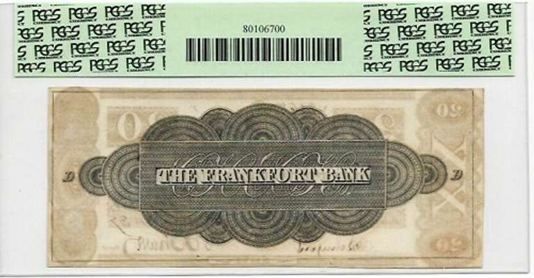 Crisp Exceptional 1837 $20 Note Frankfort Bank Frankfort Maine-Very Tough Note!