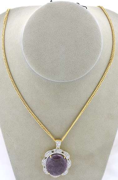 Glorious Very Rare Massive 70.00CTS Natural Star Ruby & White Sapphire Necklace in Vermeil