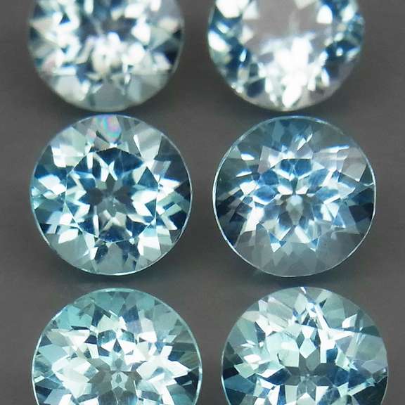Matched! 6 piece 9.13ct full fire sky blue Topaz set