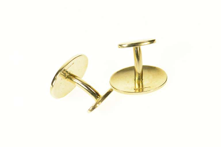 18K Yellow Gold Tiffany & Co. Oval HGS Monogram Classic Cuff Links